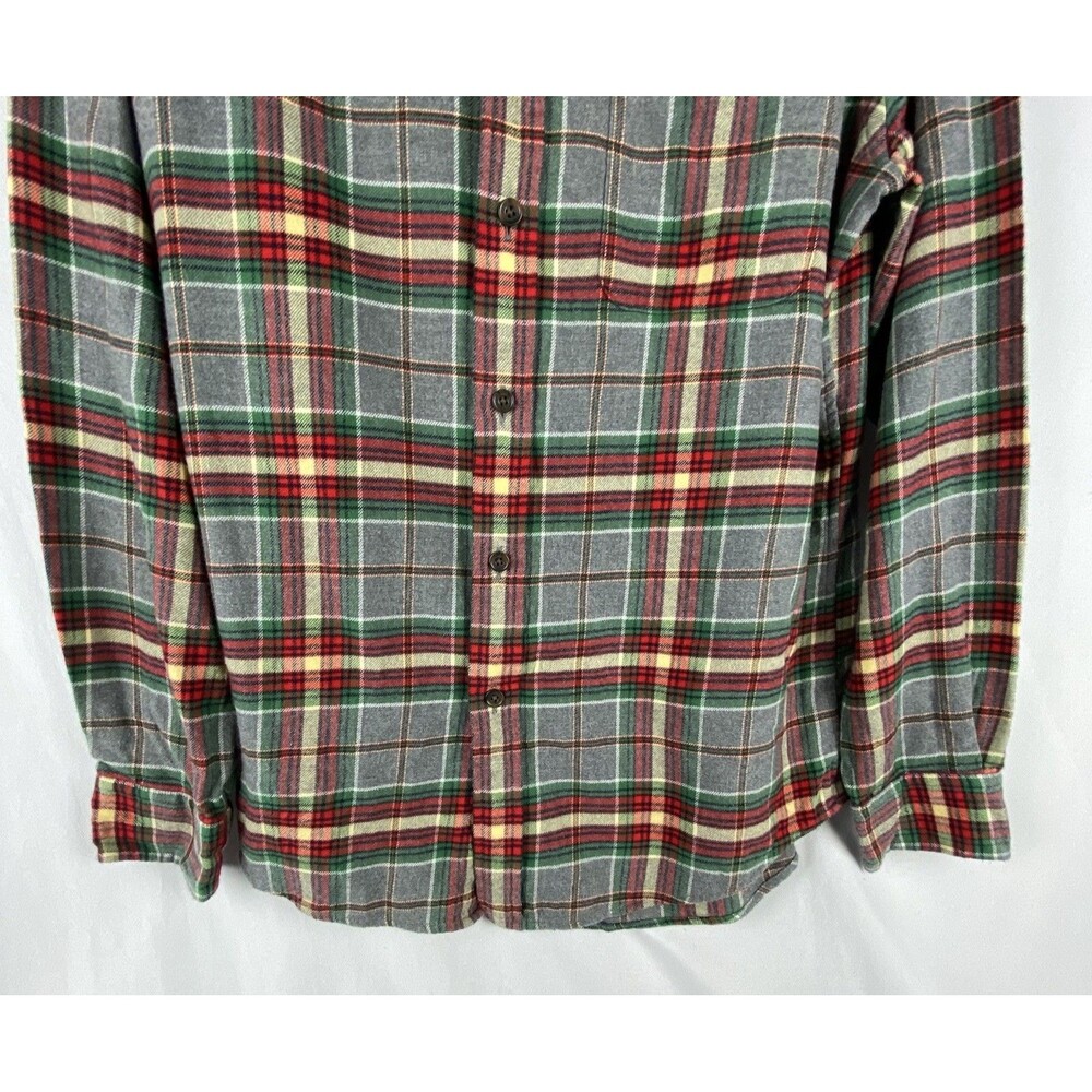 LANDS END Shirt Mens M Plaid Flannel 100% Cotton Button‎ Down Pocket MINT! - Picture 3 of 14